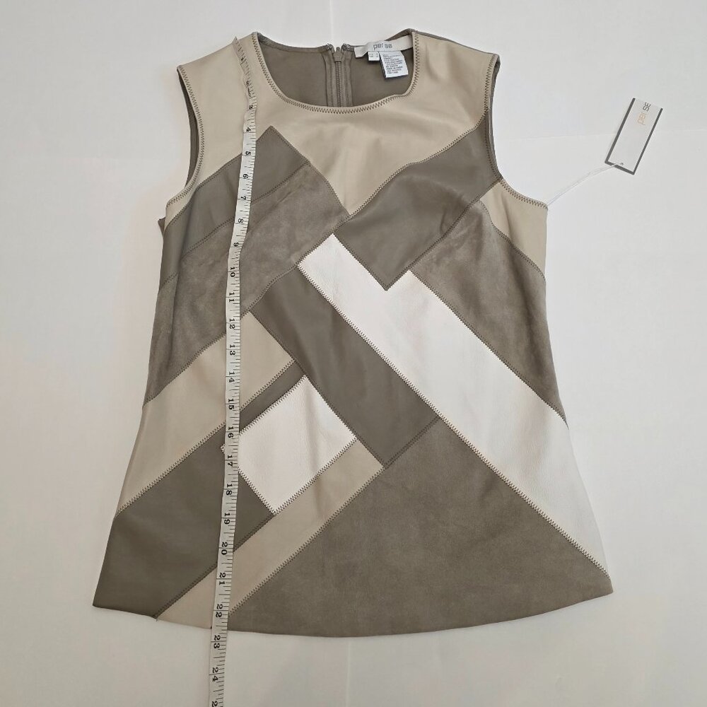 Per Se by Carlisle Suede Leather Patchwork Sleeveless Top - Picture 12 of 14